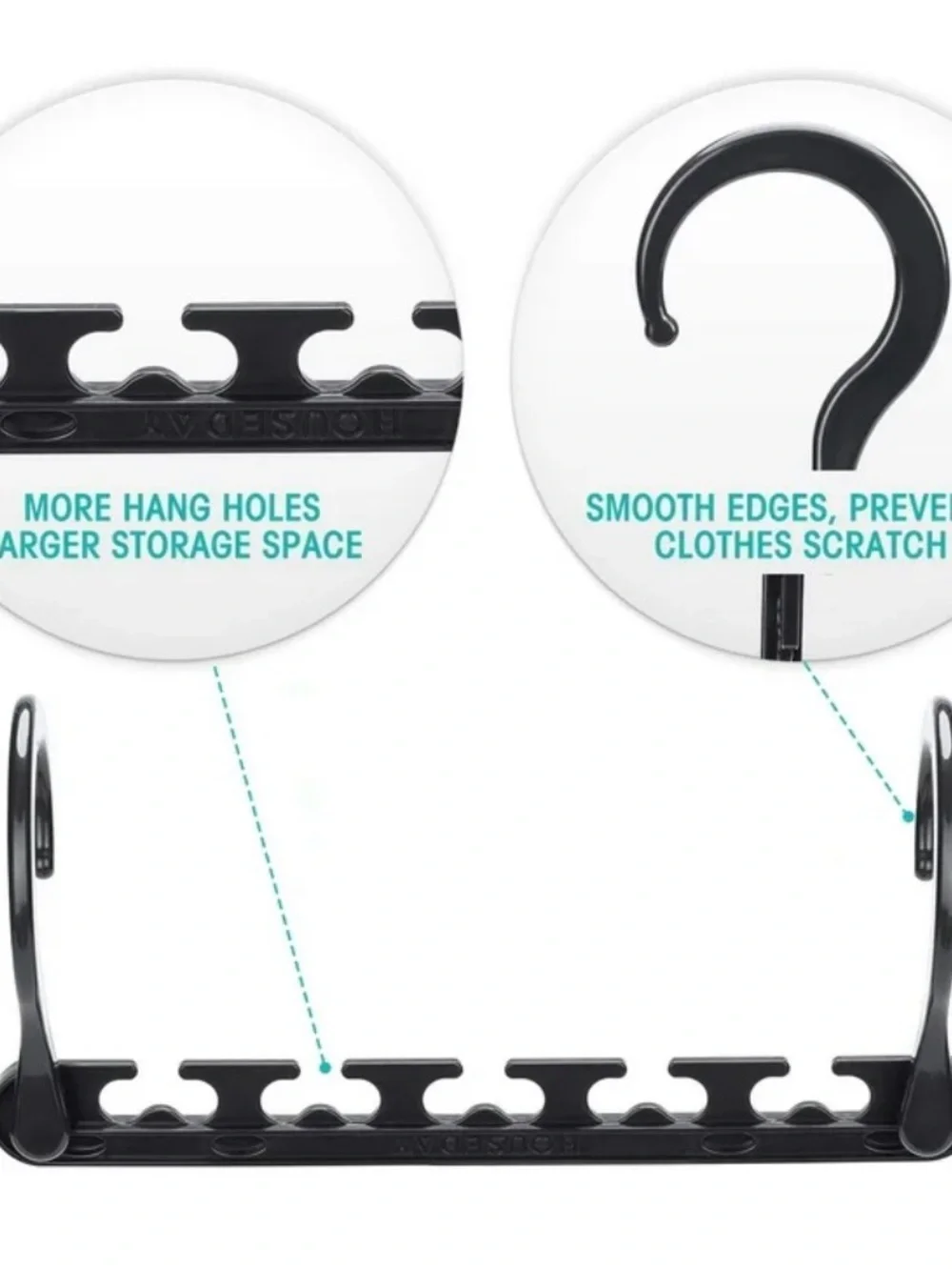 10-Pack Space Saving Hangers, Reinforced Hooks Swivels 360°